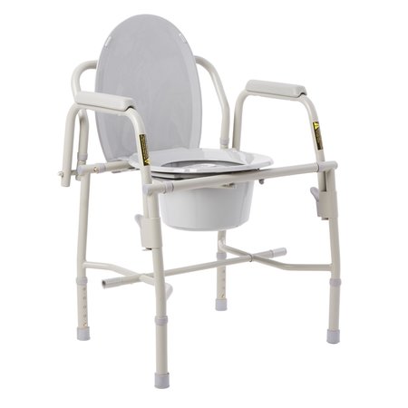 Drive Medical Knocked Down Commode Chair Drop Arm Steel Back Bar up to 300 lbs 11125KD-1